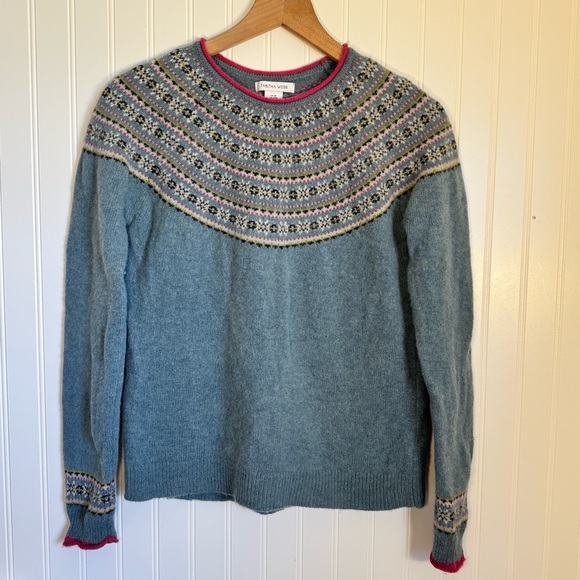 Anthropologie Sweaters - Anthropologie Tabitha Webb Women's Blue Fair Isle Lambswool Blend Sweater Size M